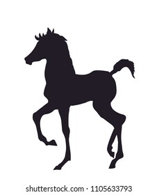 horse standing, silhouette, vector, white background