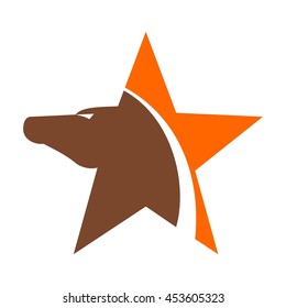 horse and star logo vector.