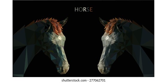 horse steed poly  art triangle vector
