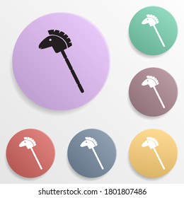 Horse stick silhouette toy badge color set icon. Simple glyph, flat vector of toys icons for ui and ux, website or mobile application