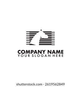 Caballo con fondo de tira Diseño de logotipo plano