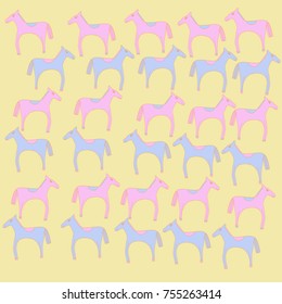 Horse stylized  pattern. Hand drawn.