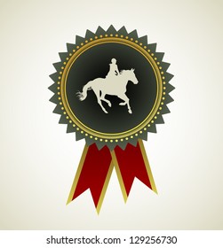 Horse Symbol Award Rosette Red Ribbon Icon