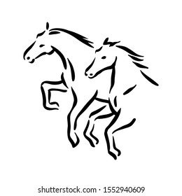 Horse symbol illustration black on white background