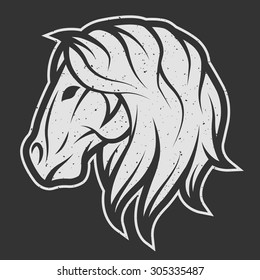 Horse symbol logo for dark background. Vintage linear style.
