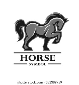 Horse symbol, logo, labels, and other design. Artistic silhouette of animals.