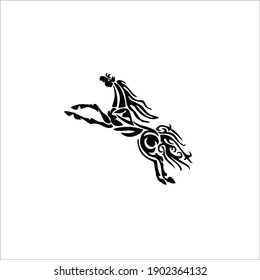 Horse Symbol. Tribal Tattoo Design. Vector Illustration.