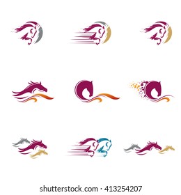 Horse symbols, logos. Abstract horse icons