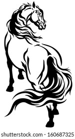 horse tattoo black and white illustration