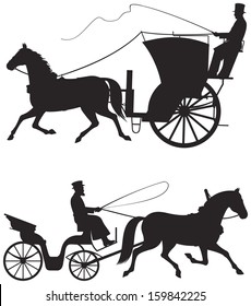 Horse Taxicab Vector Silhouettes Hansom Cab Stock Vector (Royalty Free ...