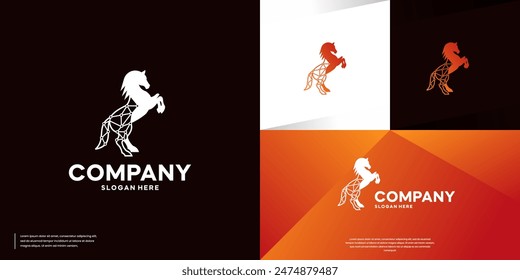 horse tech, digital networks, service , logo design template.