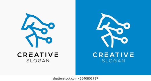 Horse Tech logo design templates. Modern isolated Horse with Technology Elements symbols