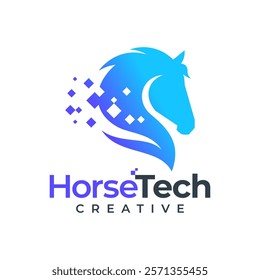 Horse Tech Logo Gradient Color Template, Technology, Smart, Future, Logo Design Vector.