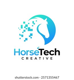 Horse Tech Logo Gradient Color Template, Technology, Smart, Future, Logo Design Vector.