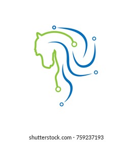 Horse technology logo. Abstract tech logo