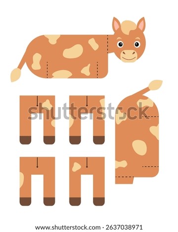 Horse template for building for games. Horse paper toy.