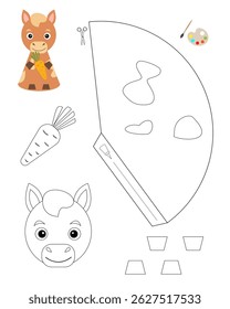 Horse template for coloring and building for games