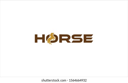 Horse text with icon flat minimalist flat logo design