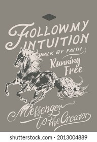 Horse text with vector illustrations. For t-shirt prints and other uses