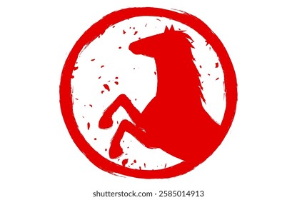 A horse that lifts its forelegs, stamps for the year of the horse, 2026, Vector Illustration