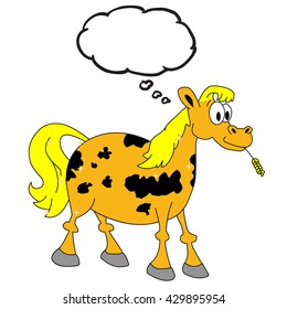 horse with thought bubble cartoon