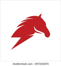 horse with thunderbolt, simple and flat design