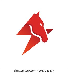 horse with thunderbolt, simple and flat design