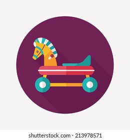 horse toy car flat icon with long shadow,eps10