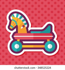 horse toy car flat icon with long shadow,eps10