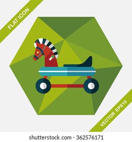 horse toy car flat icon with long shadow,eps10