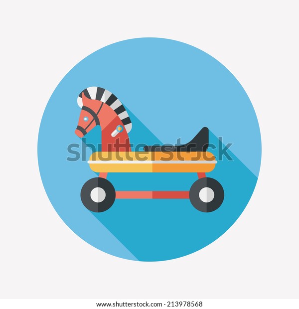 horse toy car\
flat icon with long\
shadow,eps10