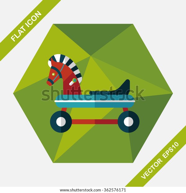 horse toy car\
flat icon with long\
shadow,eps10