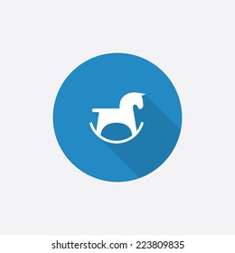 horse toy Flat Blue Simple Icon with long shadow, isolated on white background  