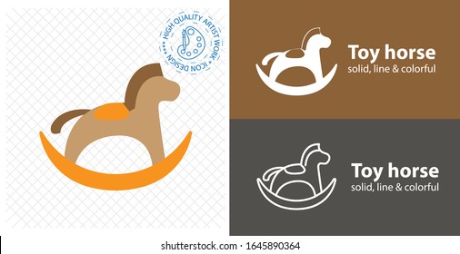 horse toy flat icon. line icon