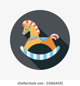 horse toy flat icon with long shadow,eps10