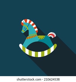 horse toy flat icon with long shadow,eps10