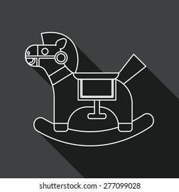 horse toy flat icon with long shadow, line icon