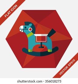 horse toy flat icon with long shadow,eps10