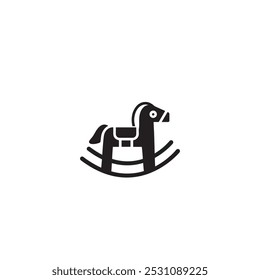 Horse toy icon, cute horse child toy black style icon vector illustration design