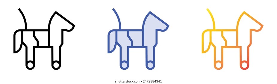 horse toy icon. Linear, Blue Fill and Gradient Style Design Isolated On White Background