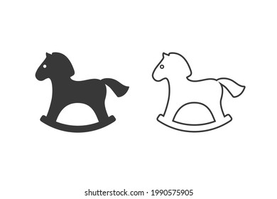 Horse toy icon set in flat vector