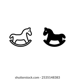 Horse toy icon set Thin line flat vector related icon color editable