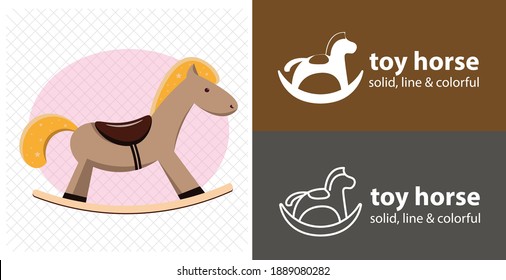 horse toy isolated vector icon. horse toy line, solid flat icon