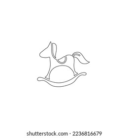Horse toy line icon. Outline icon toy horse, christmas decor outline sign horse linear illustration, Sketching of Ride-On Rocking Horse Chair Toy line icon