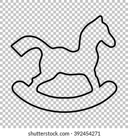 Horse toy line vector icon on transparent background