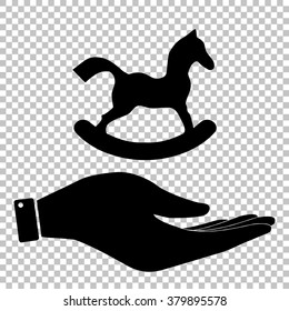 Horse toy sign. Flat style icon vector illustration.