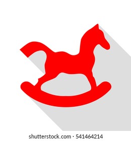 Horse toy sign. Red icon with flat style shadow path.