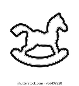 Horse toy sign. Vector. Flat style black icon on white.