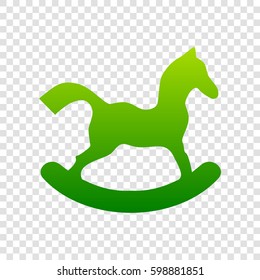 Horse toy sign. Vector. Green gradient icon on transparent background.