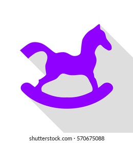 Horse toy sign. Violet icon with flat style shadow path.